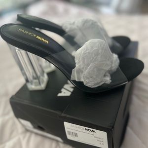 New Clear and black peep toe heeled sandal